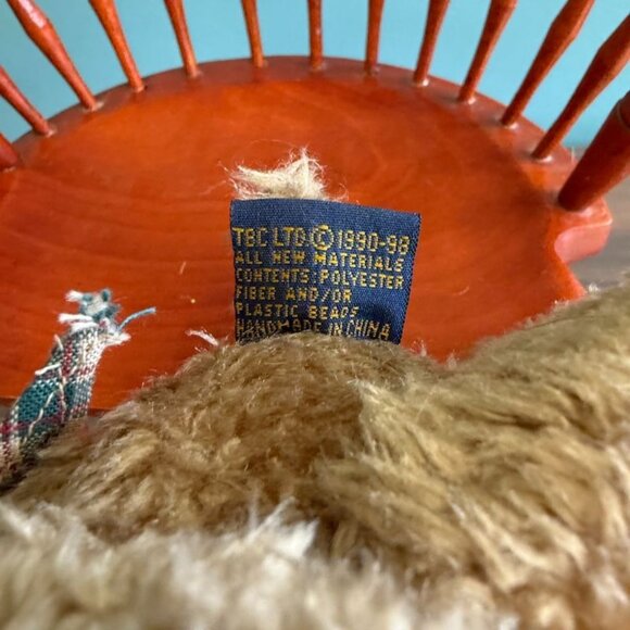 Vtg Boyds Bear Indy Christmas Bear Tags Retired 90s Jointed Brown Green Hat Scar - Picture 7 of 9